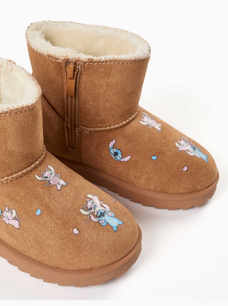 Botines con forro de pelo y estampados de stitch Beige oscuro - Kiabi