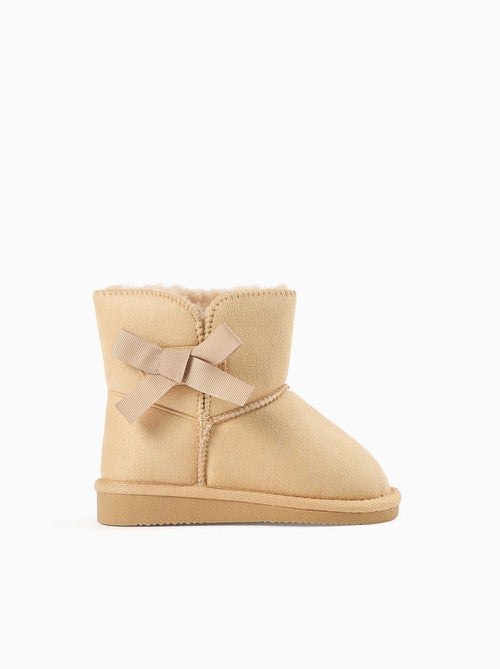 Botines con forro de peluche y lazo - Kiabi Botines con forro de peluche y lazo - Kiabi
