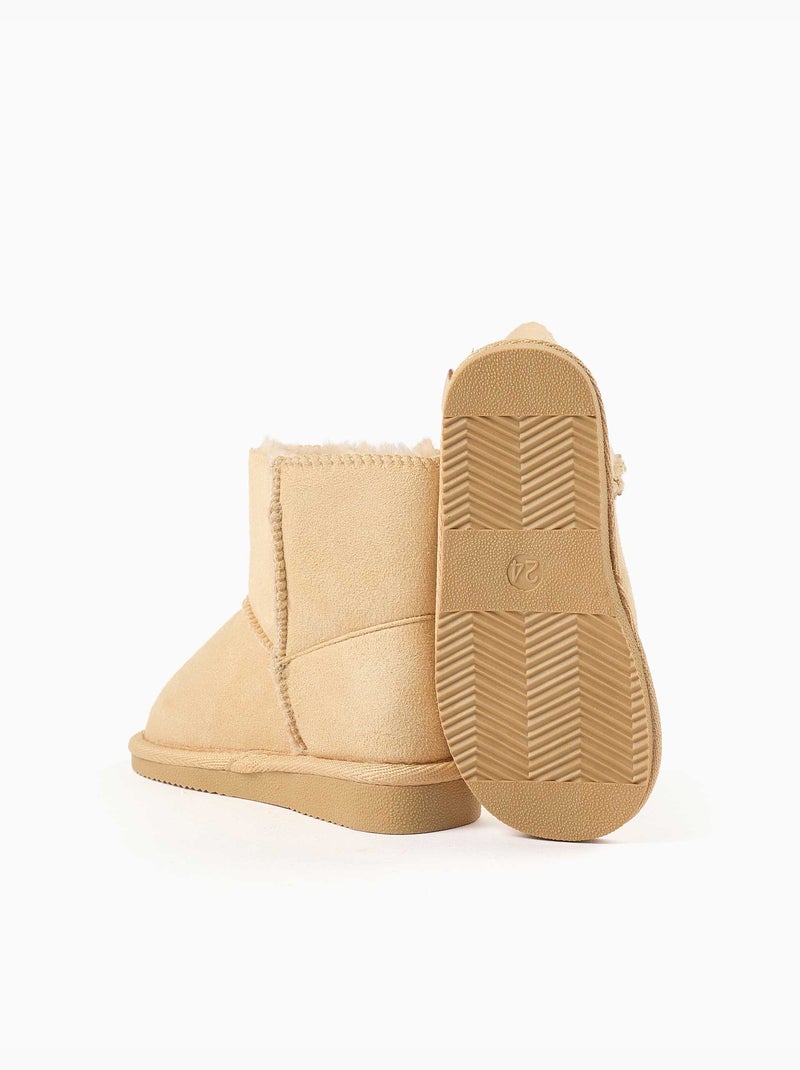 Botines con forro de peluche y lazo Beige - Kiabi