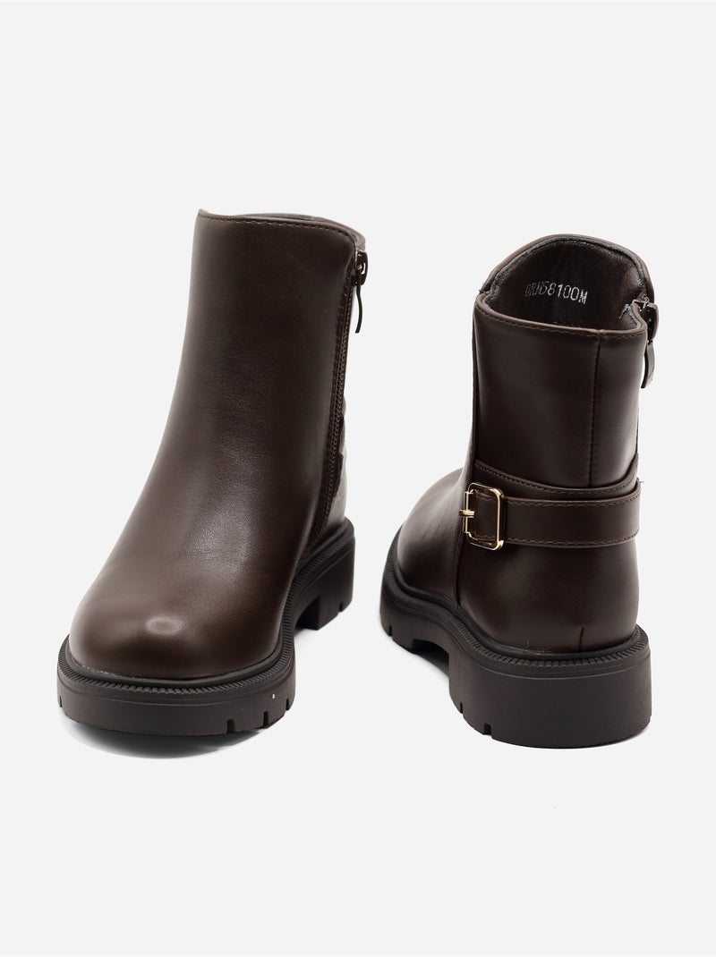 Botines con hebilla Marrón - Kiabi