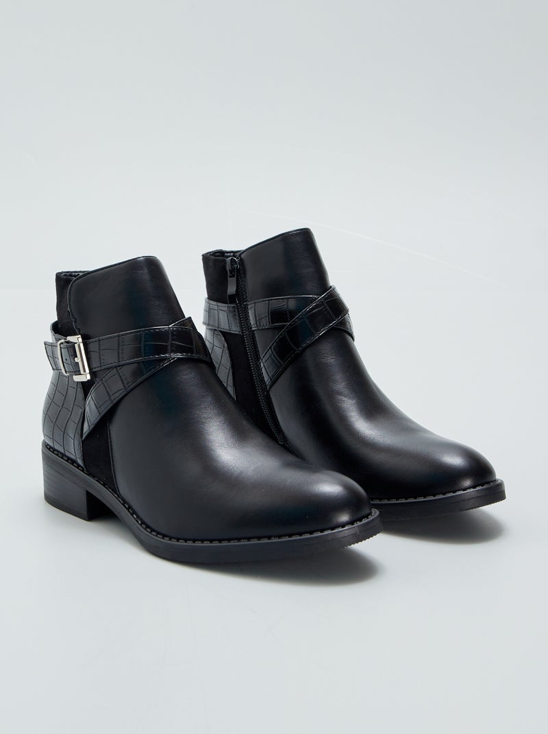 Botines con hebillas de fantasía NEGRO - Kiabi