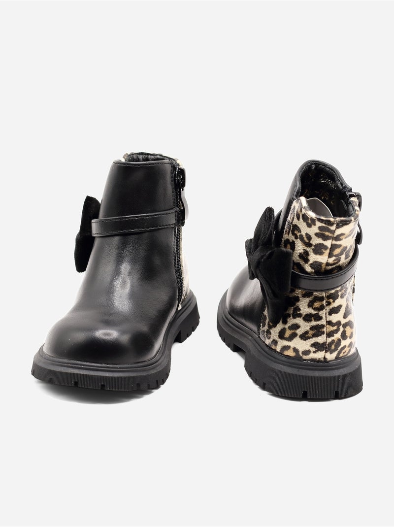 Botines con lazos Negro - Kiabi