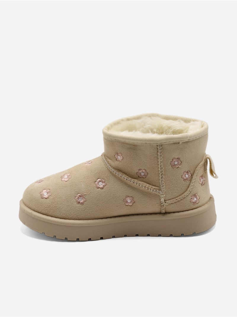 Botines con motivos florales Crema - Kiabi