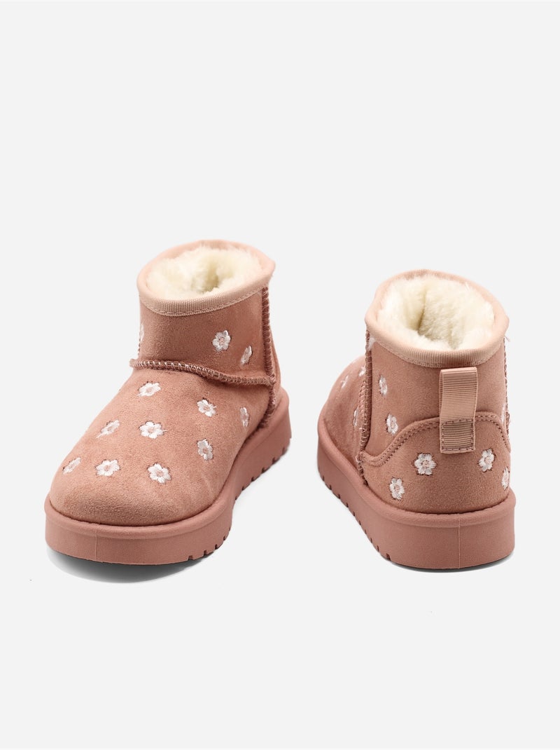Botines con motivos florales Rosa - Kiabi