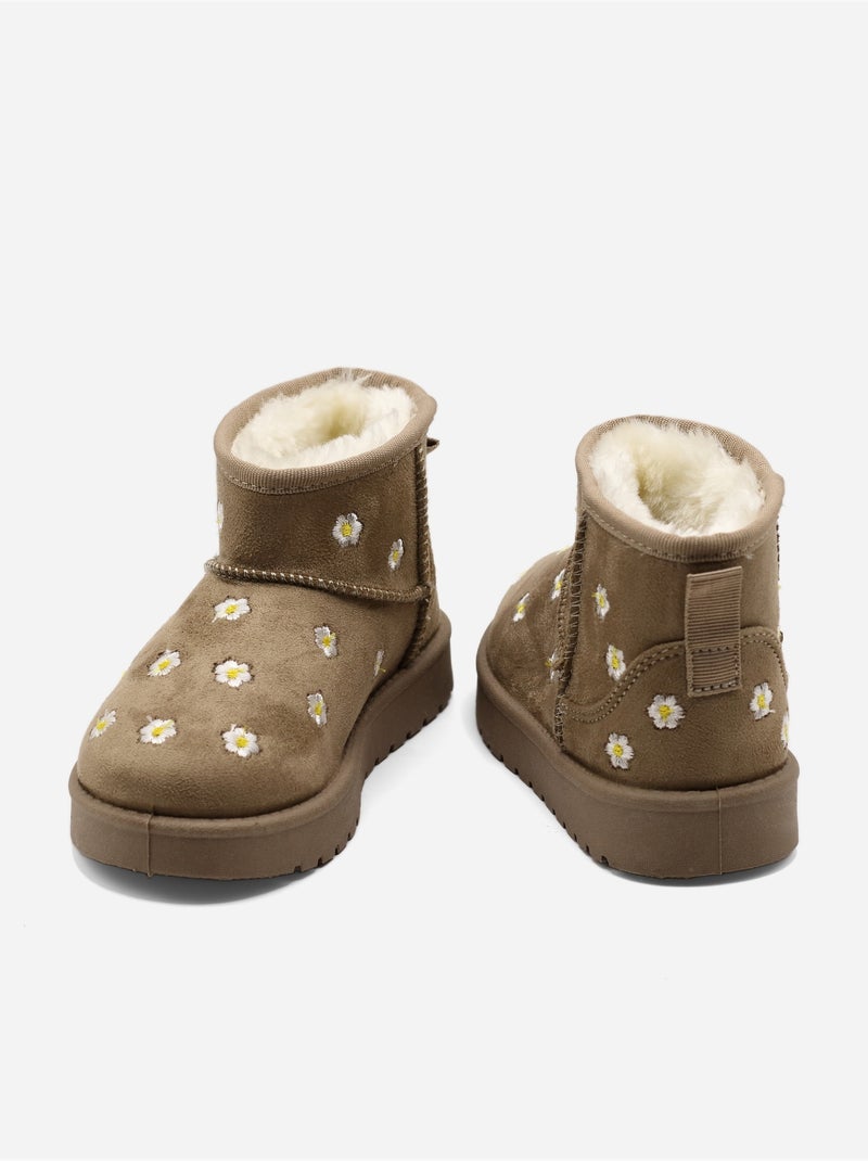 Botines con motivos florales Taupe - Kiabi