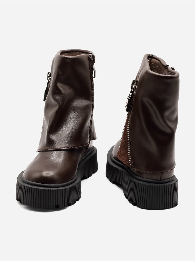 Botines con suela dentada Marrón - Kiabi