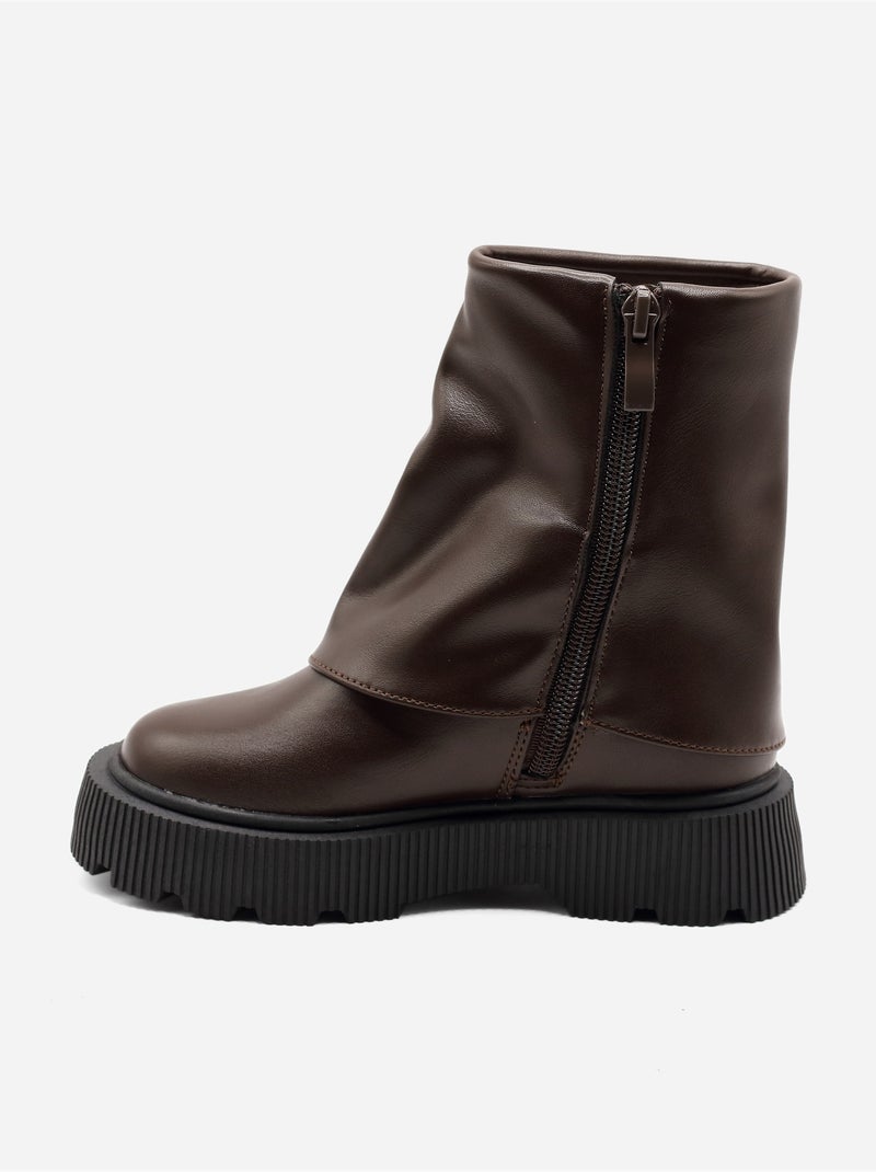 Botines con suela dentada Marrón - Kiabi