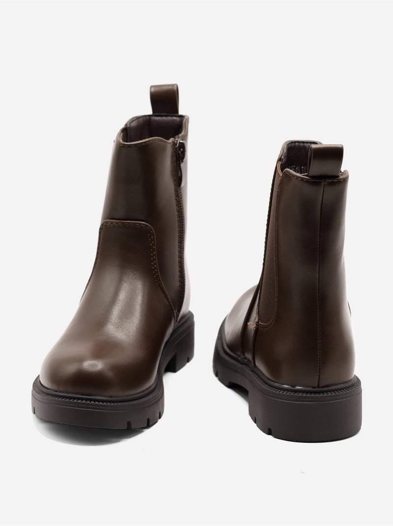 Botines con suela dentada Marrón - Kiabi