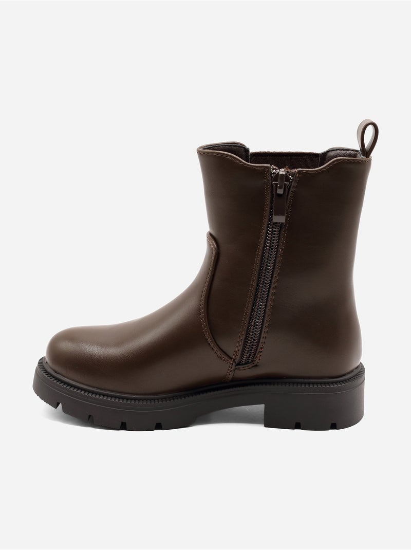 Botines con suela dentada Marrón - Kiabi