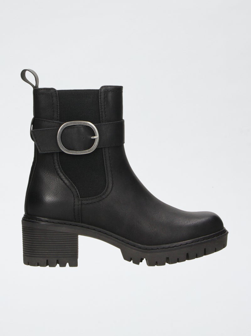 Botines con suela dentada Negro - Kiabi