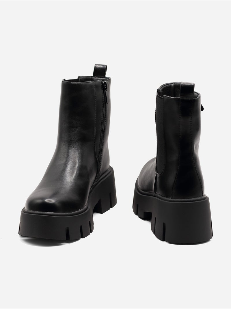 Botines con suela dentada Negro - Kiabi