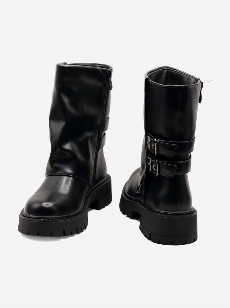 Botines con suela dentada Negro - Kiabi