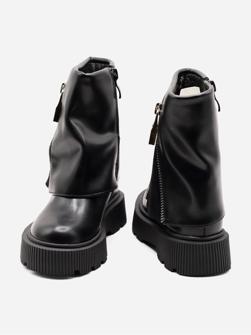 Botines con suela dentada Negro - Kiabi