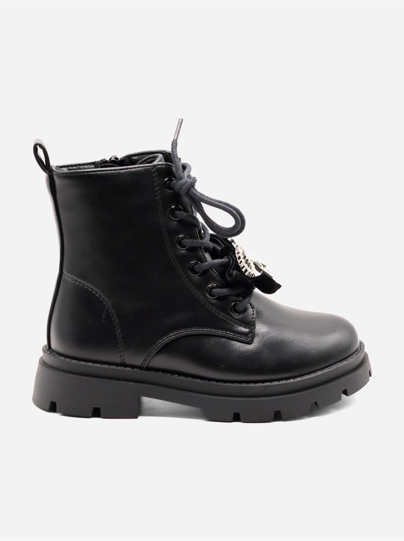 Botines con un lazo decorativo Negro mate - Kiabi