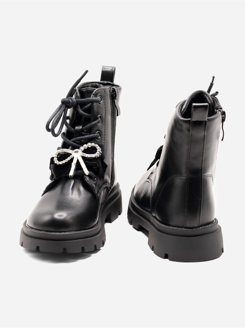 Botines con un lazo decorativo Negro mate - Kiabi