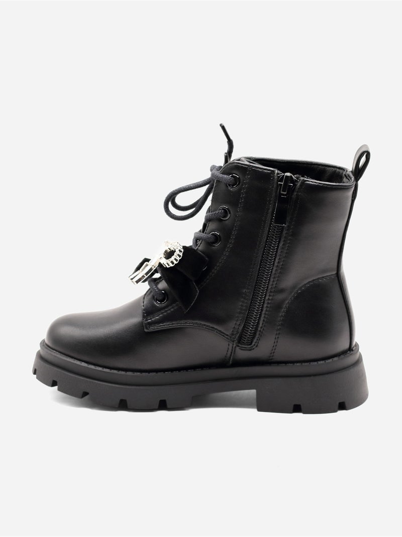 Botines con un lazo decorativo Negro mate - Kiabi
