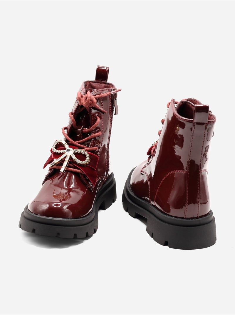 Botines con un lazo decorativo Rojo - Kiabi