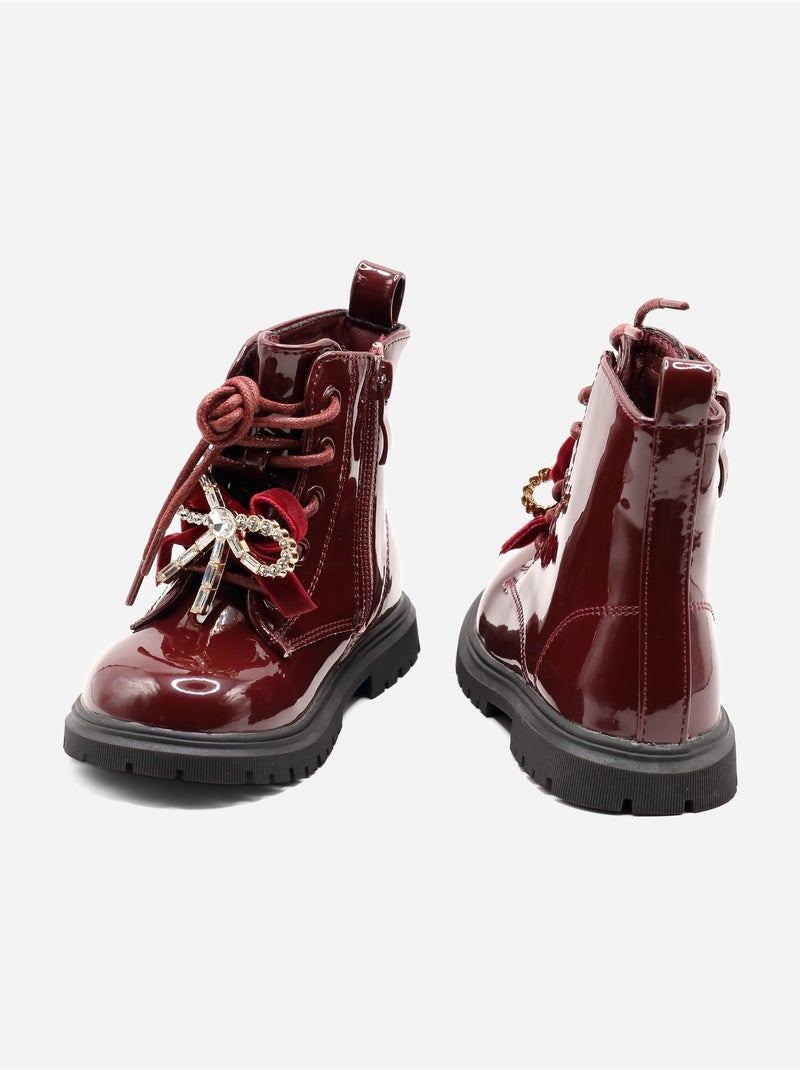 Botines con un lazo decorativo Rojo - Kiabi