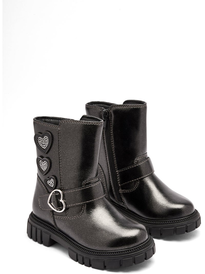 Botines Conguitos Militar Motera Negro - Kiabi