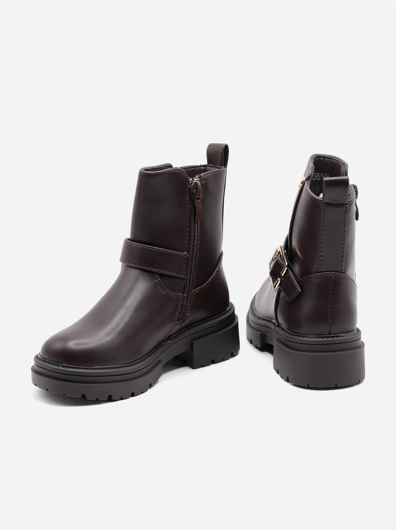 Botines correa cruzada Marrón - Kiabi