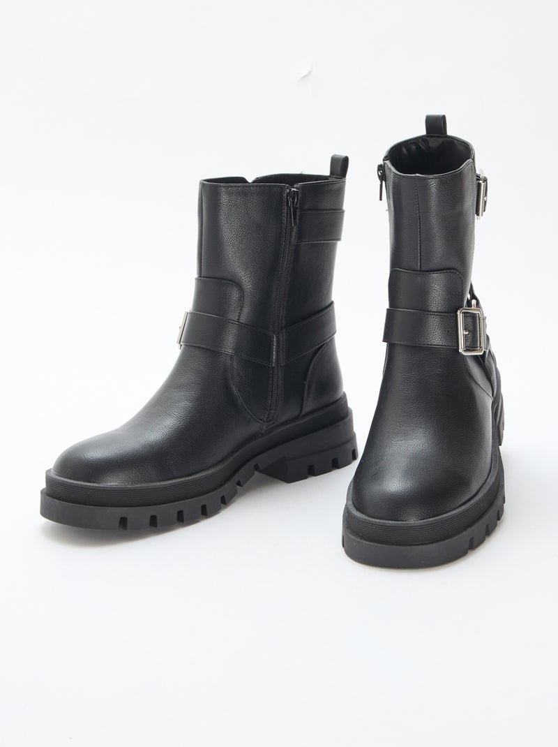Botines cortos unicolor Negro - Kiabi