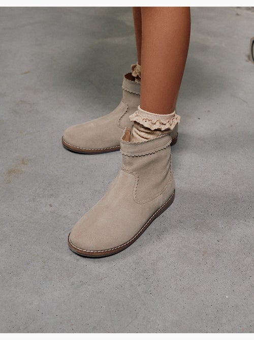 Botines de ante con efecto festoneado - Kiabi