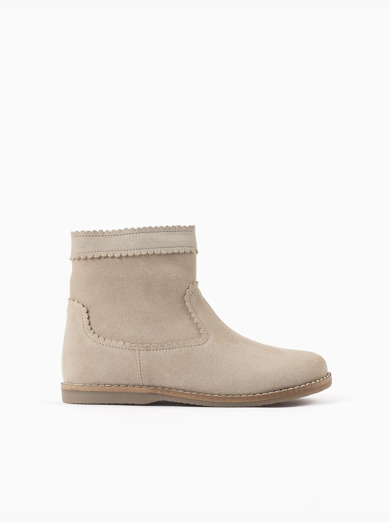 Botines de ante con efecto festoneado Beige claro - Kiabi