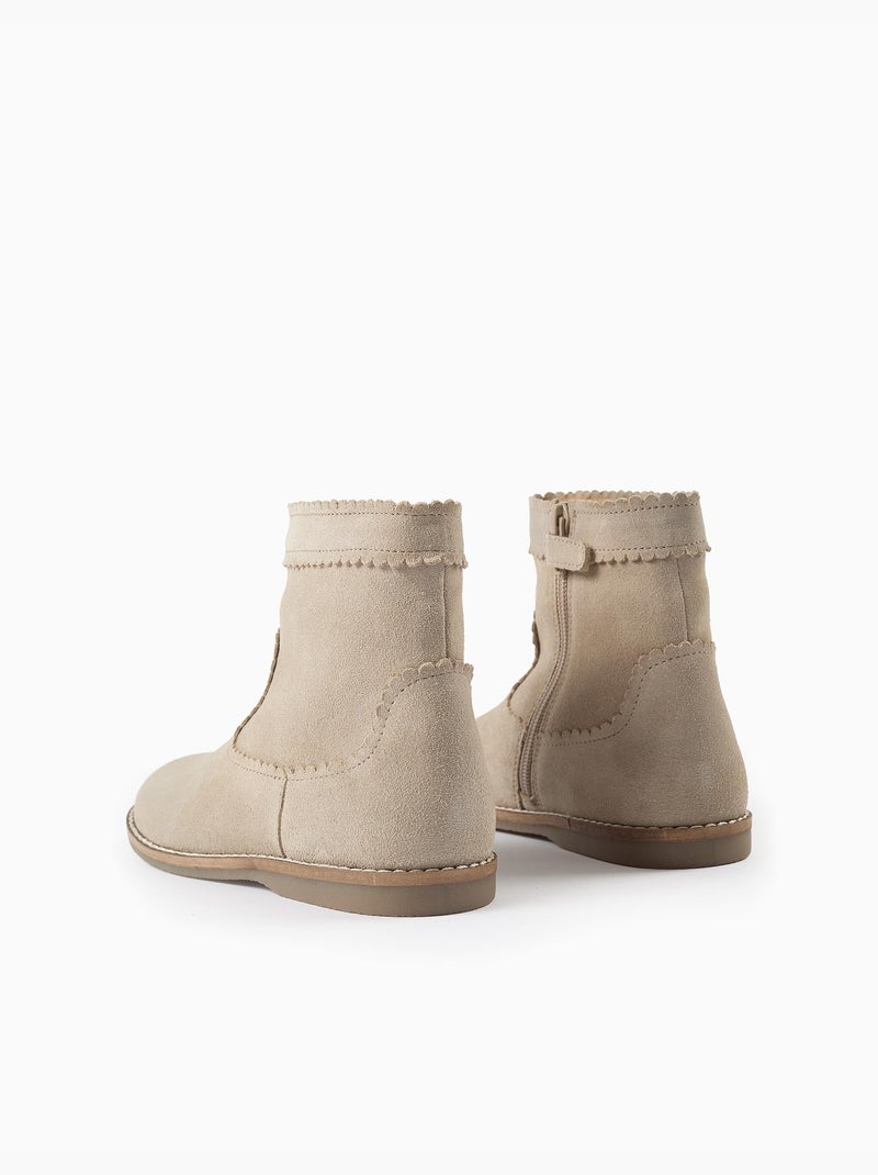 Botines de ante con efecto festoneado Beige claro - Kiabi
