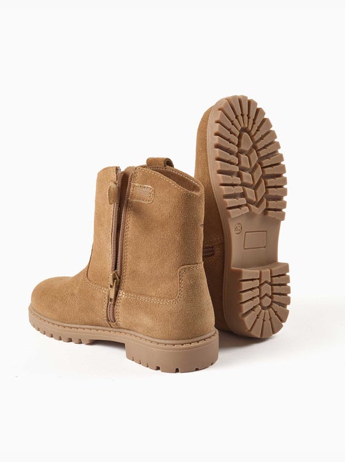 Botines de ante con flores bordadas - Kiabi