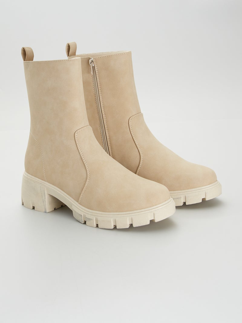 Botines de antelina BEIGE - Kiabi