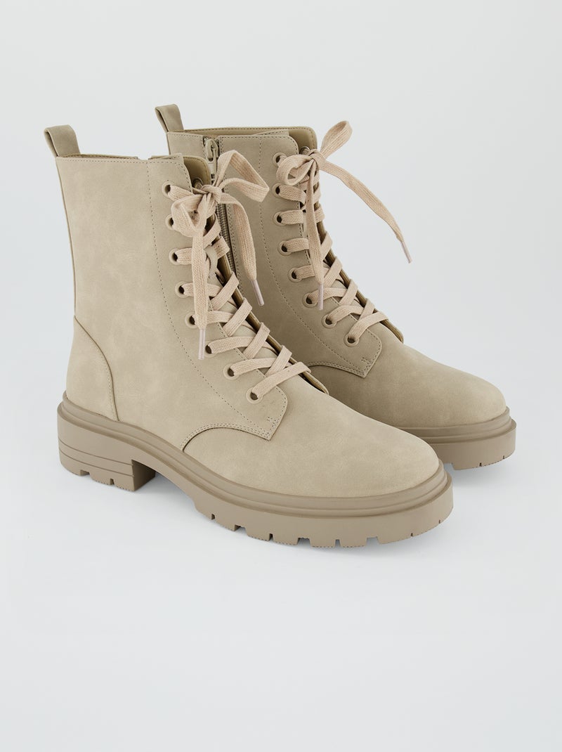 Botines de antelina con cordones MARRON - Kiabi