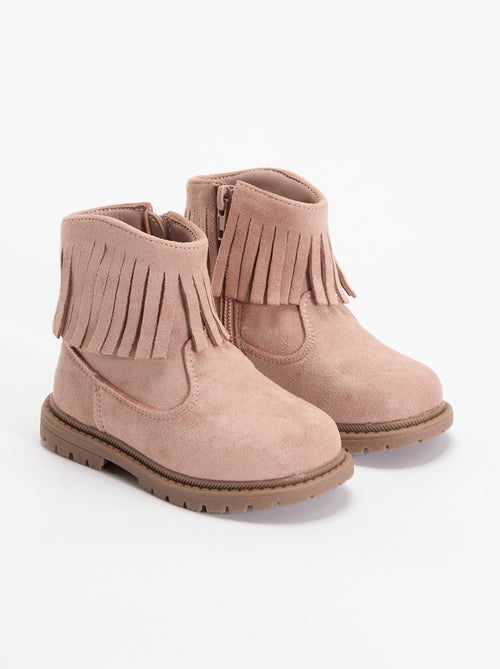 Botines de antelina con flecos - Kiabi