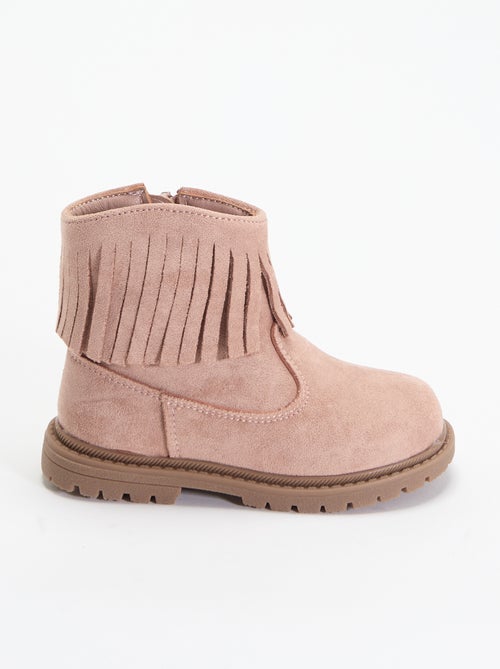 Botines de antelina con flecos - Kiabi