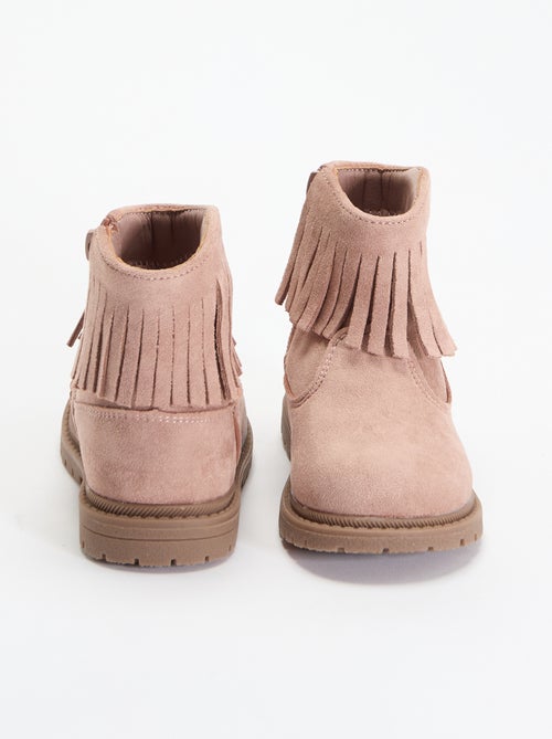 Botines de antelina con flecos - Kiabi