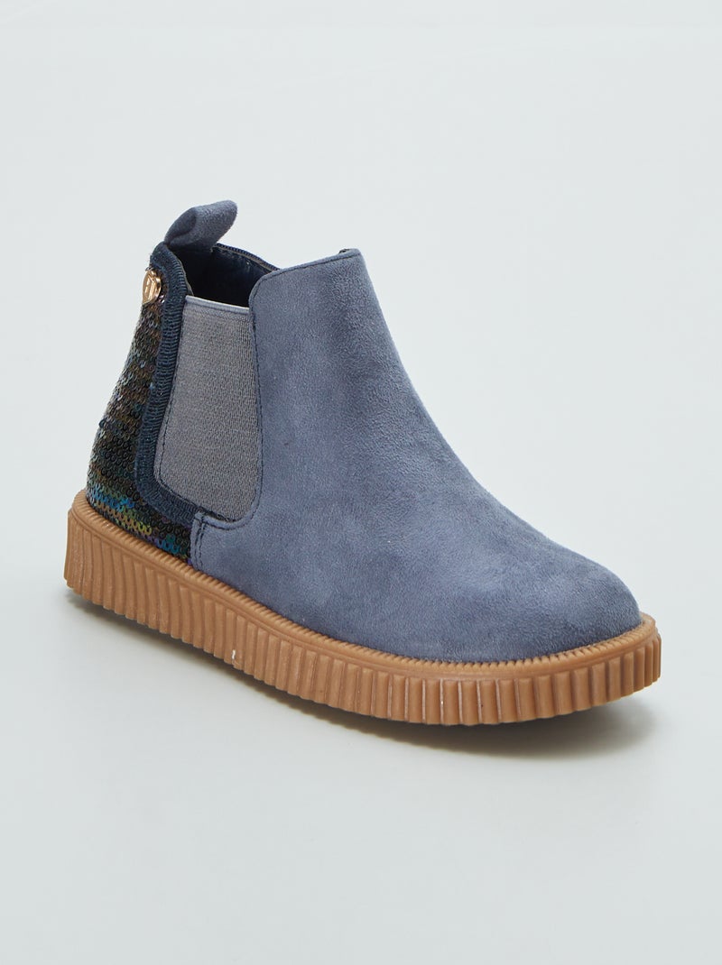 Botines de antelina con lentejuelas AZUL - Kiabi