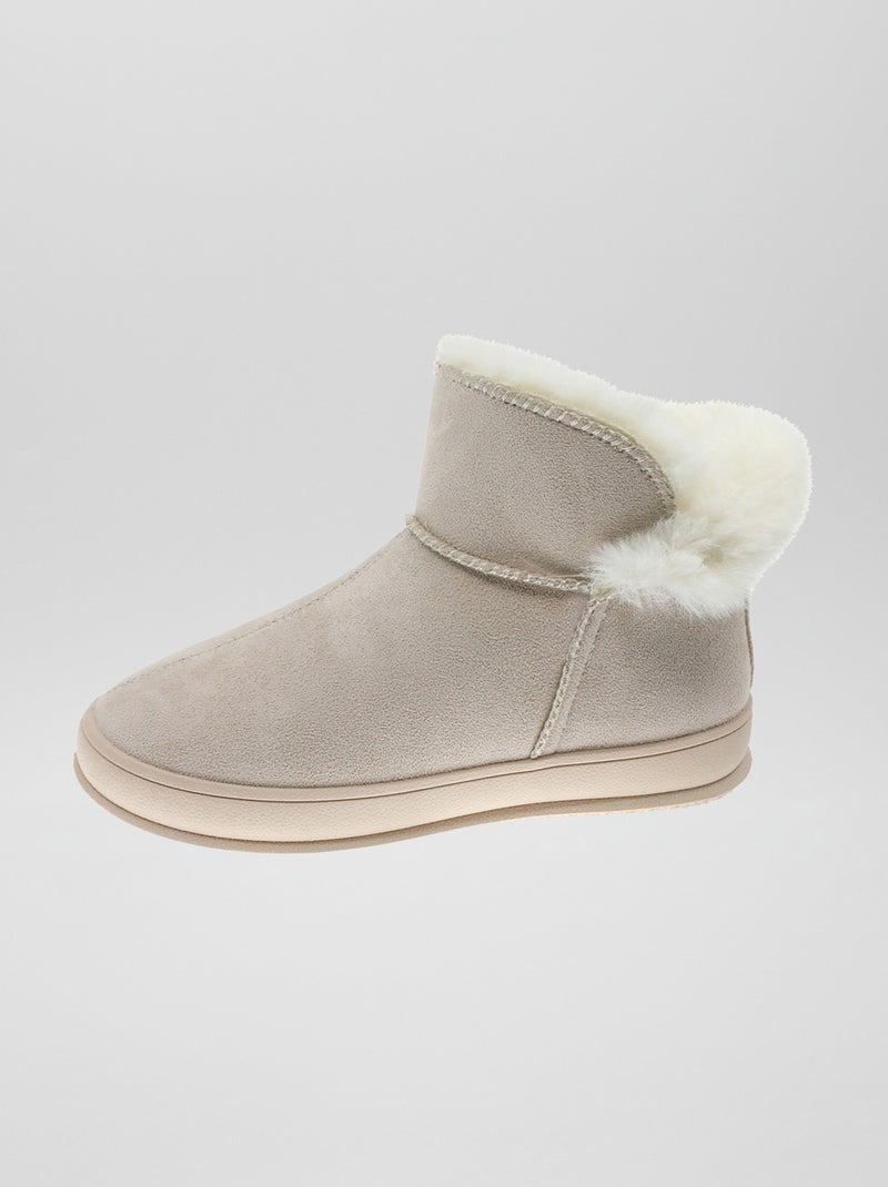 Botines de antelina con pelo BEIGE - Kiabi