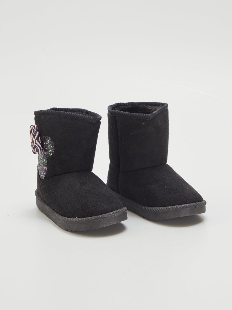 Botines de antelina con pelo 'Minnie' NEGRO - Kiabi