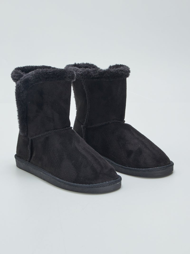 Botines de antelina con pelo NEGRO - Kiabi