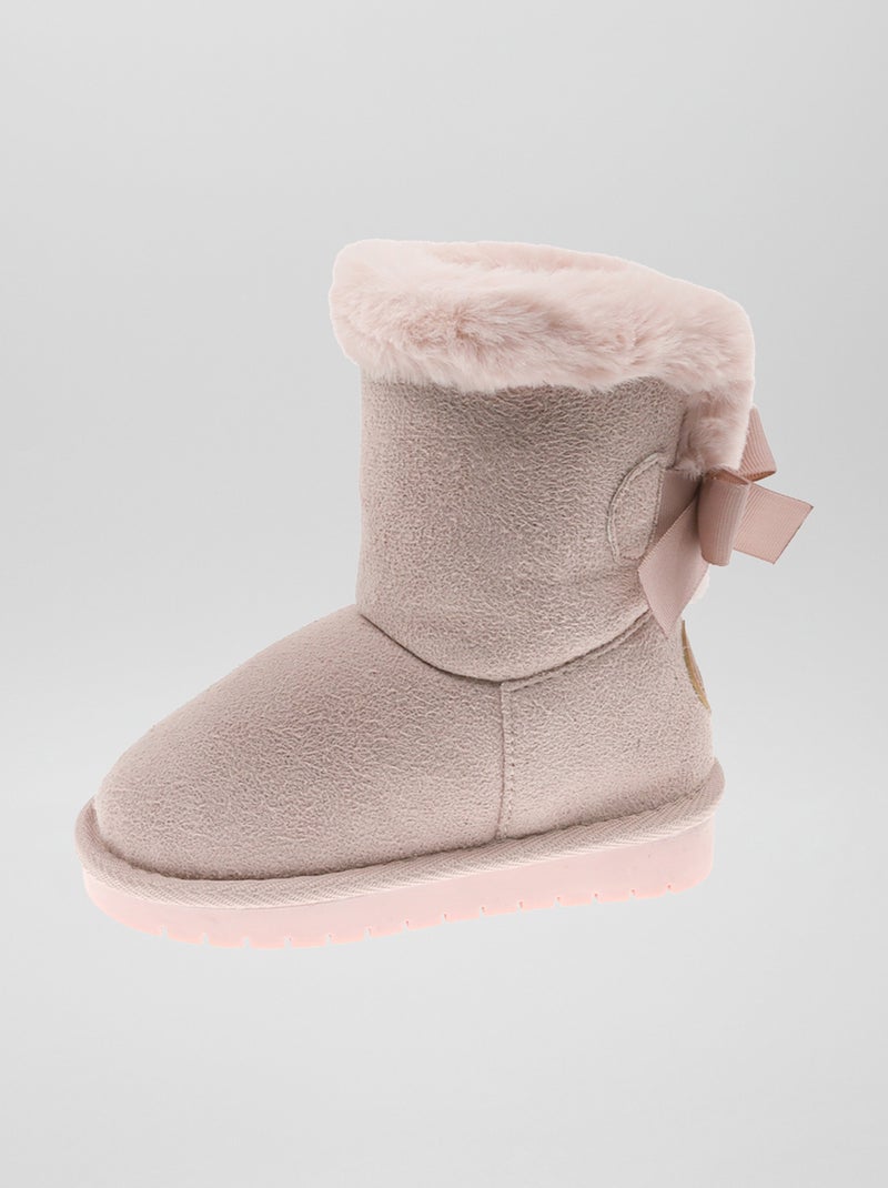 Botines de antelina con pelo ROSA - Kiabi