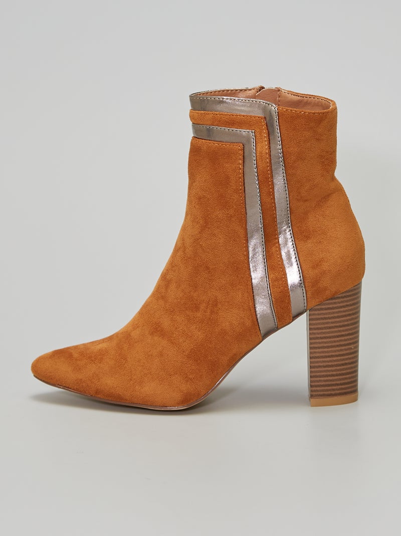 Botines de antelina de tacón MARRON - Kiabi