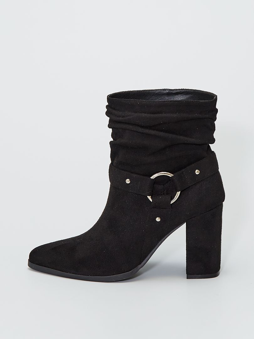 Botines de antelina de tacón negro Kiabi 30.00€ Botines de antelina de tacón negro Kiabi 30.00€