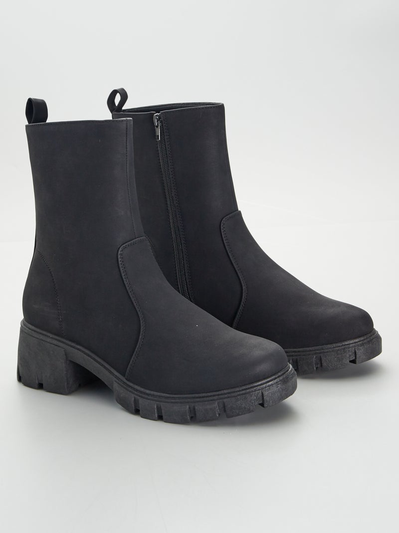 Botines de antelina NEGRO - Kiabi