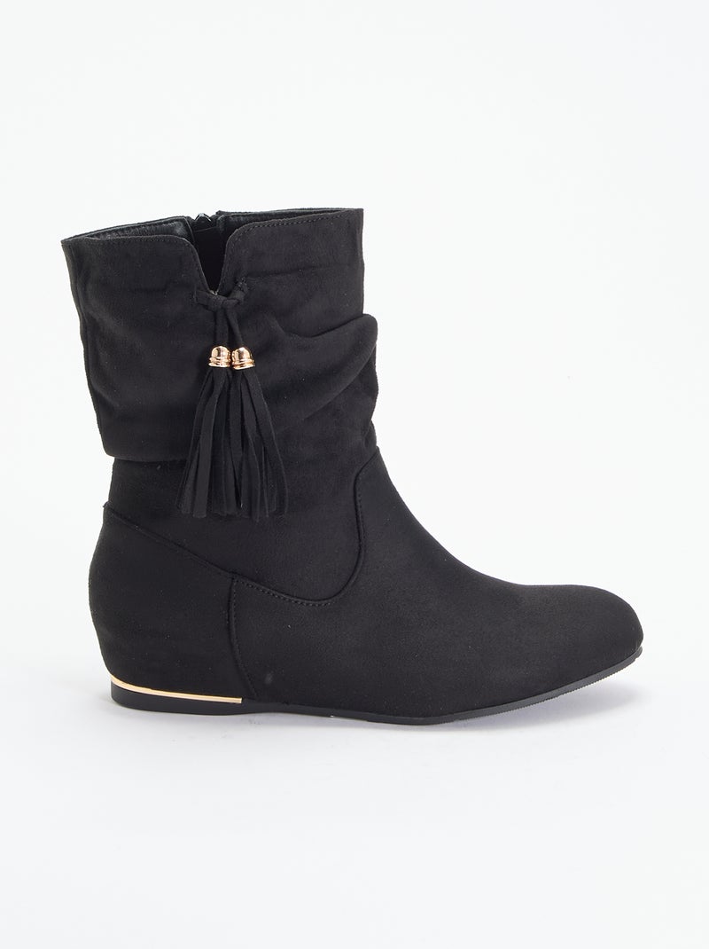 Botines de antelina Negro - Kiabi