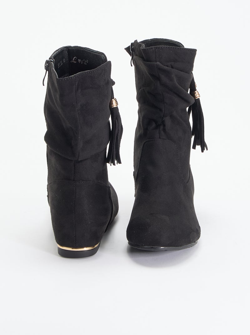 Botines de antelina Negro - Kiabi
