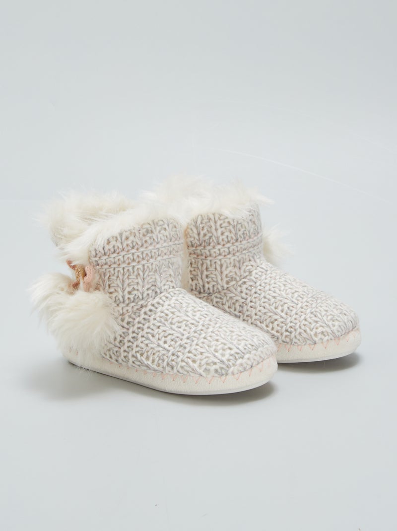Botines de casa de pelo BEIGE - Kiabi