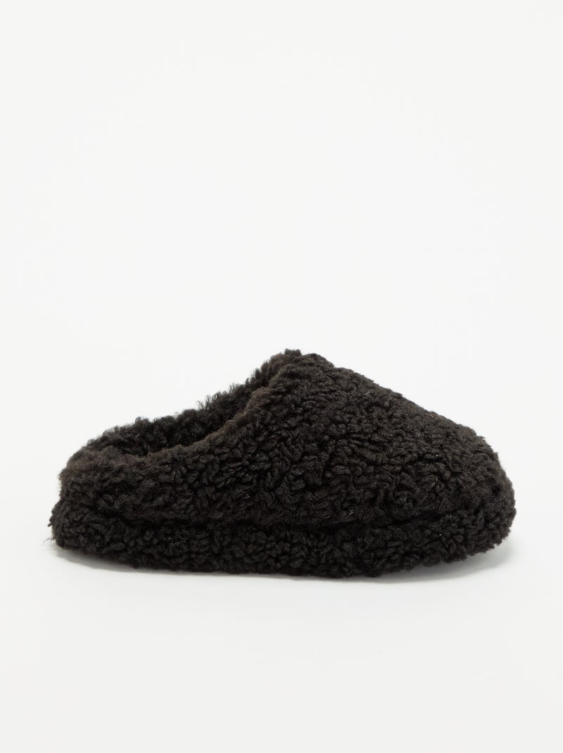 Botines de casa efecto borreguito Negro - Kiabi