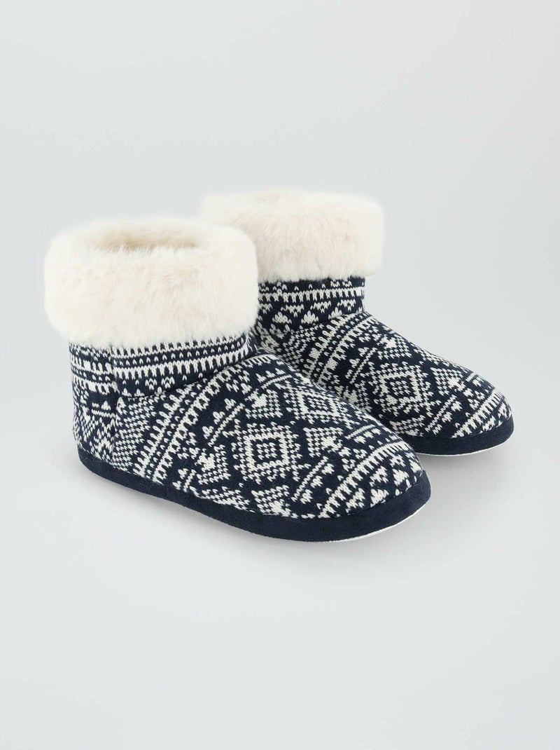 Botines de casa forrados de Navidad AZUL - Kiabi