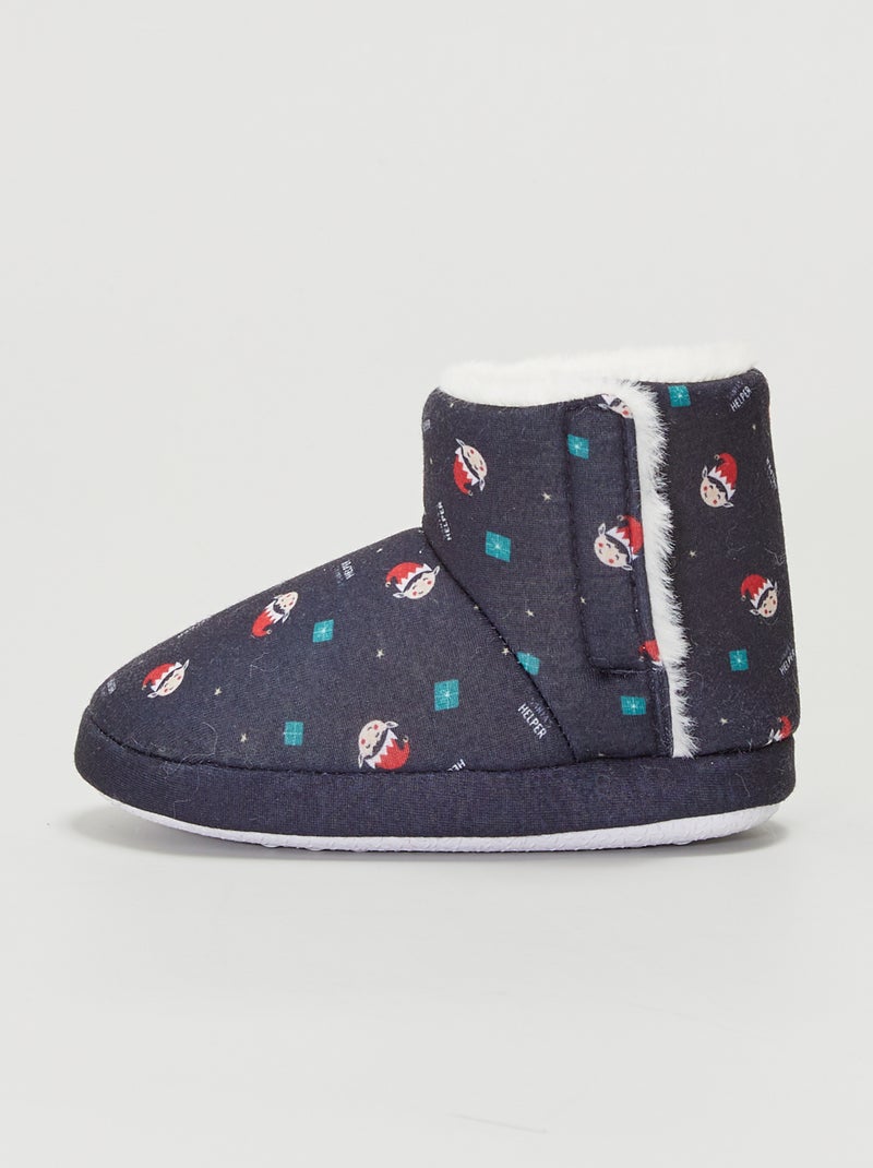 Botines de casa forrados 'Navidad' AZUL - Kiabi