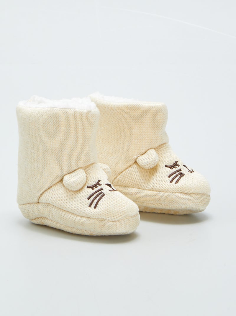 Botines de casa forrados 'oso' BEIGE - Kiabi