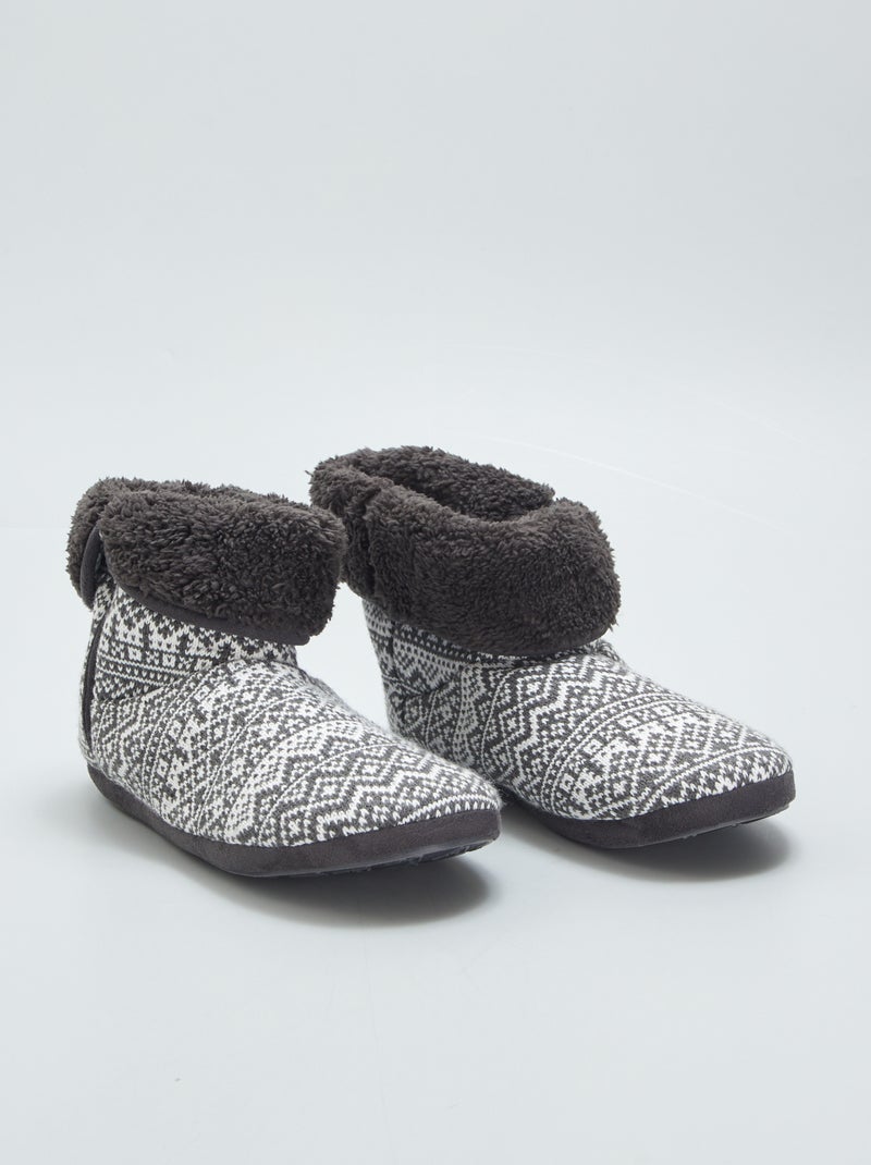 Botines de casa jacquard GRIS - Kiabi